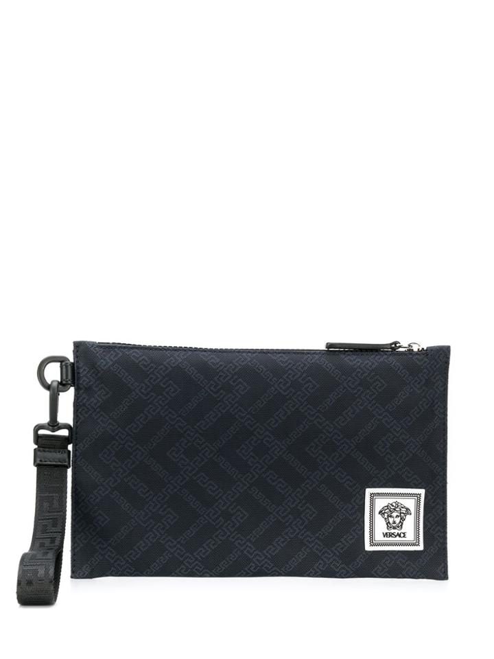 Versace Greca Argyle Print Clutch - Blue