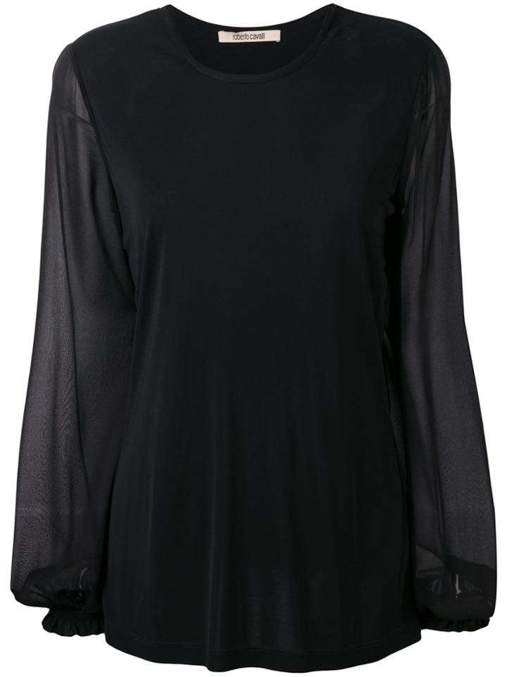 Roberto Cavalli Sheer Sleeve Blouse - Black