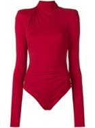 Alexandre Vauthier Draped Neck Bodysuit - Red