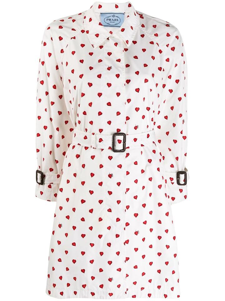 Prada Pre-owned 2000's Prada Heart Print Coat - White