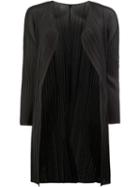 Pleats Please By Issey Miyake Pleated Open Midi Coat, Women's, Size: 4, Black, Polyester