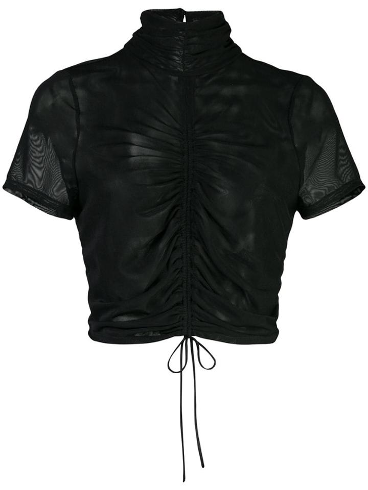 Cinq A Sept High Neck Rouched Blouse - Black