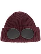 Cp Company Goggle Ribbed Beanie - Red
