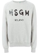 Msgm Logo Print Jumper, Men's, Size: Large, Grey, Cotton