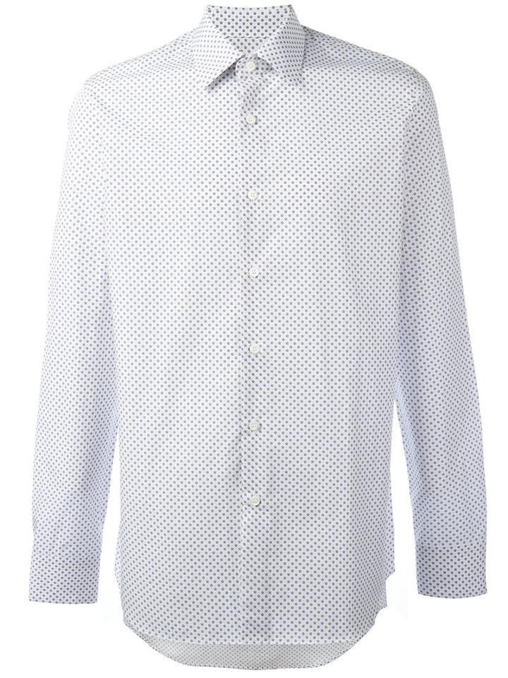 Prada Allover Stars Print Shirt, Men's, Size: 41, White, Cotton