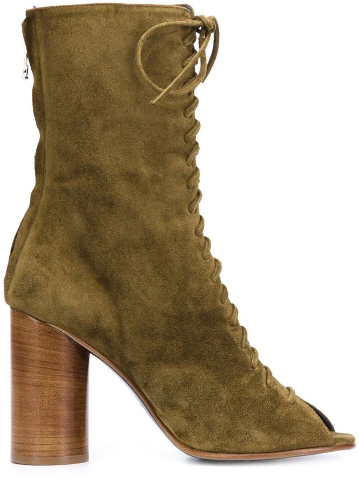 Valas Peep-toe Lace-up Boots
