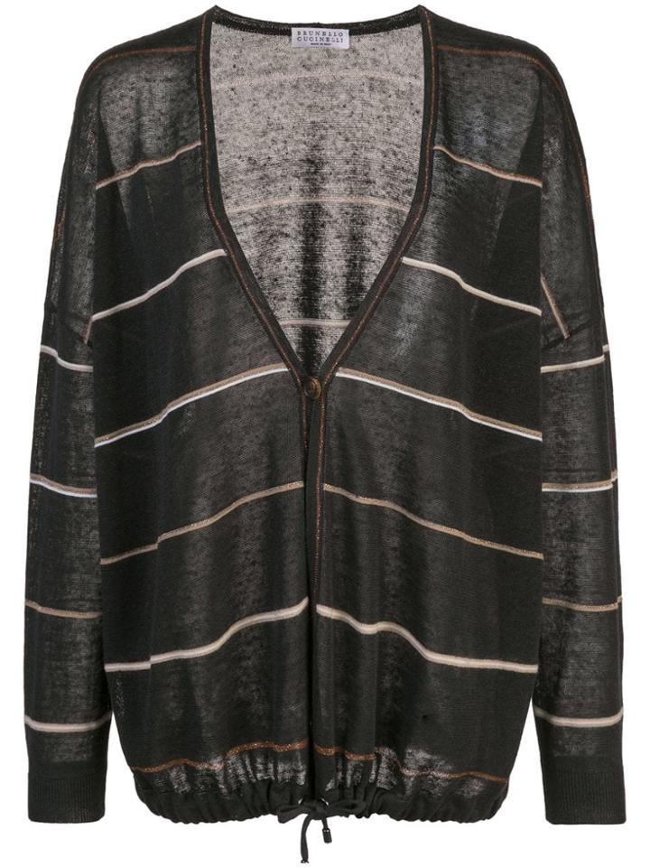 Brunello Cucinelli Drawstring Hem Cardigan - Black