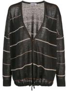 Brunello Cucinelli Drawstring Hem Cardigan - Black