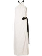 Rosetta Getty Contrast Belt Wrap Dress - Metallic