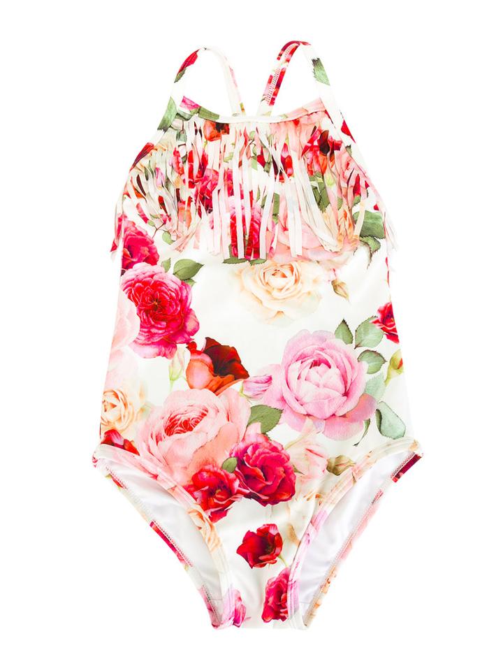 Monnalisa Floral Print Swimsuit, Girl's, Size: 10 Yrs, Blue