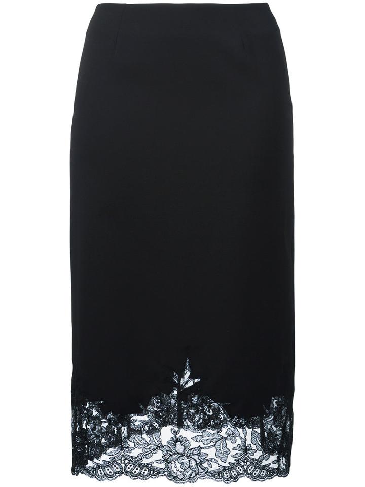 Ermanno Scervino - Lace Hem Panel Skirt - Women - Polyester/spandex/elastane - 38, Black, Polyester/spandex/elastane
