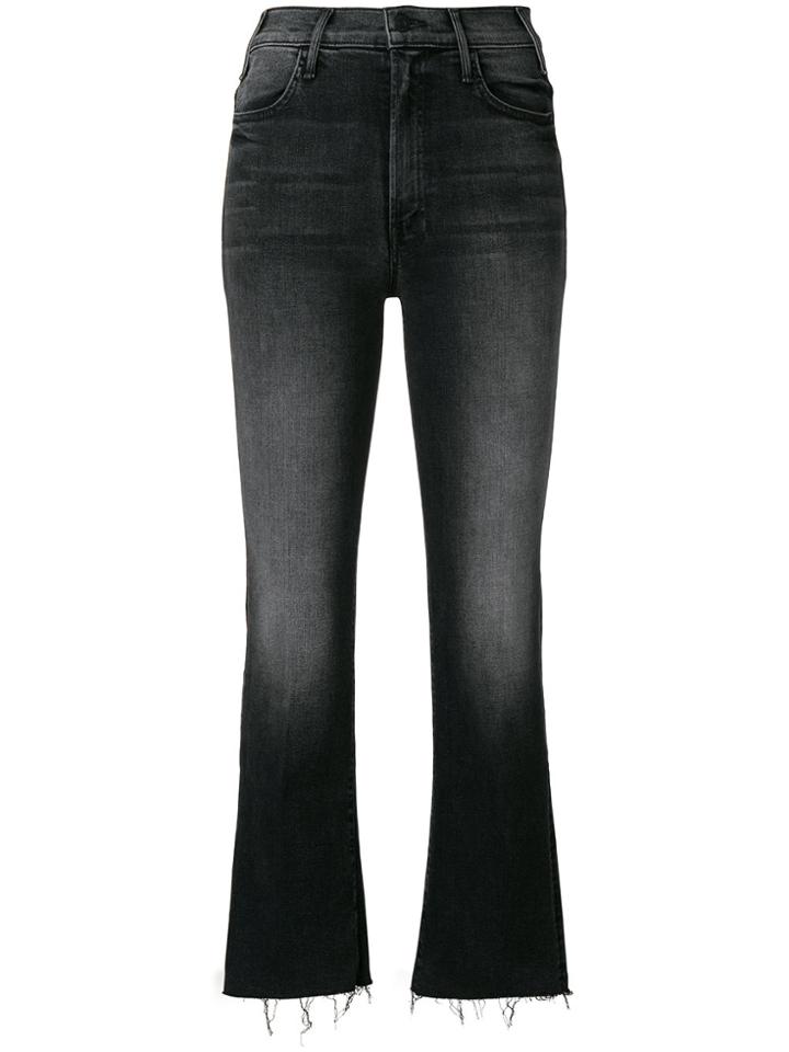 Mother The Hustler Ankle Fray Jeans - Black