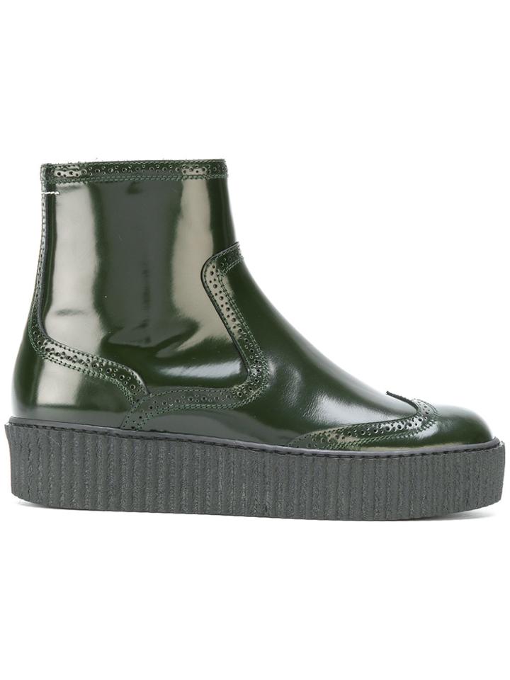 Mm6 Maison Margiela Wingtip Flatform Ankle Boots - Green