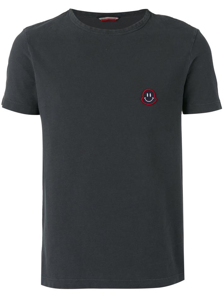 Moncler - Short Sleeve Appliqué Detail T-shirt - Men - Cotton - M, Blue, Cotton