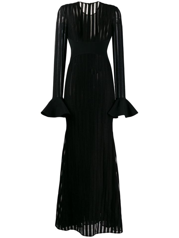 David Koma Striped Longsleeved Dress - Black