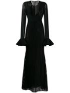 David Koma Striped Longsleeved Dress - Black