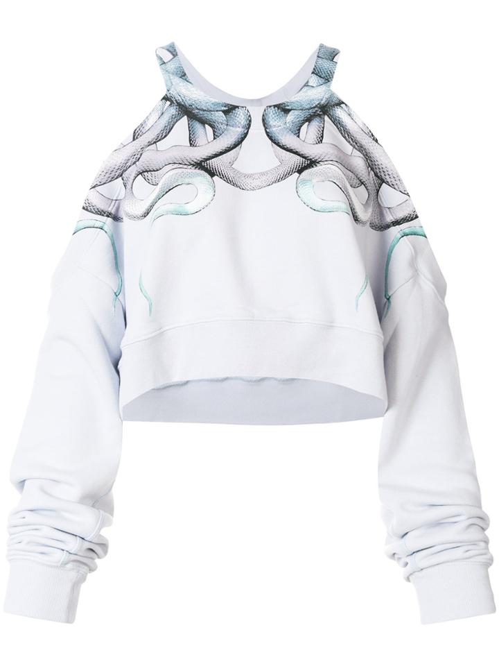 Marcelo Burlon County Of Milan Snakes Cold-shoulder Top - Blue