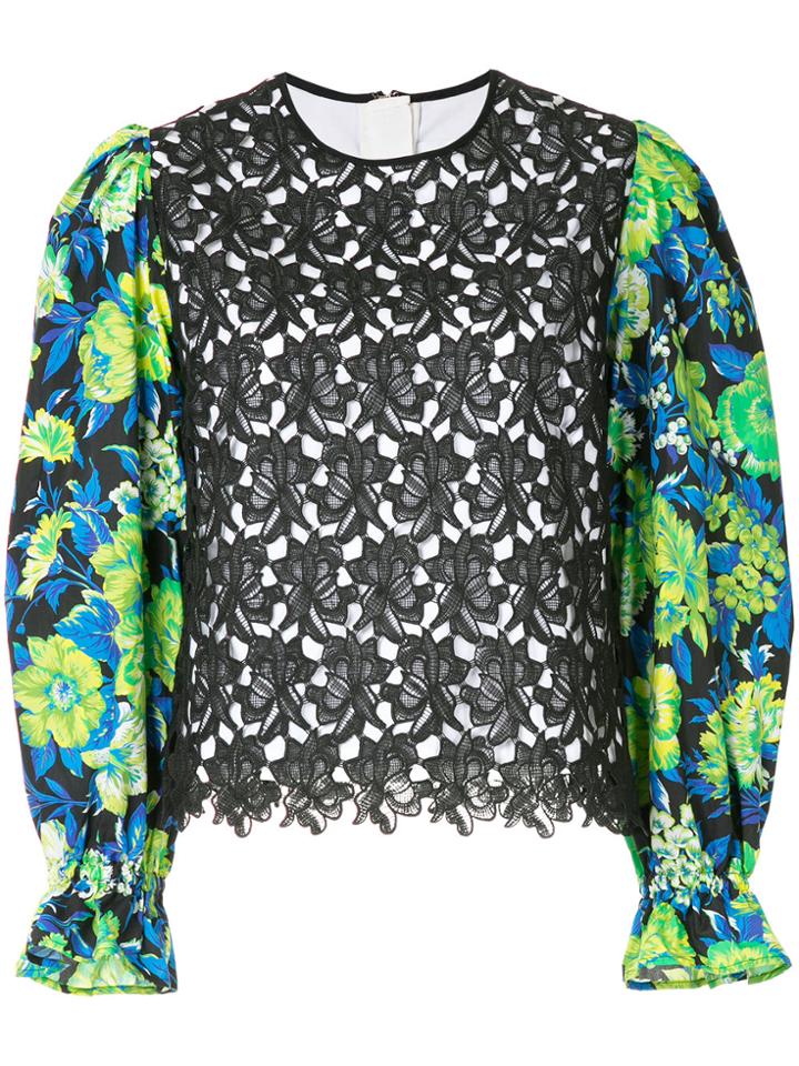 Msgm Floral Sleeved Blouse - Black