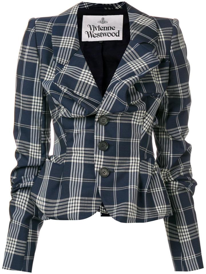 Vivienne Westwood Gathered Check Jacket - Blue
