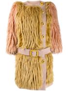 Prada Vintage 2011's Belted Faux Fur Coat - Neutrals