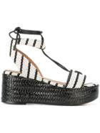 Sonia Rykiel Striped Wedge Sandals - Black