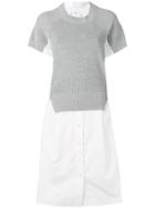 Sacai Knitted Shirt Style Dress - Grey