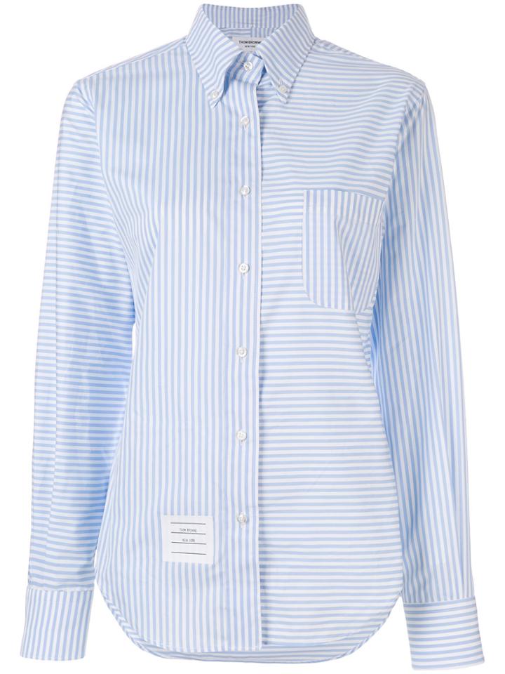 Thom Browne Striped Long Sleeved Shirt - Blue