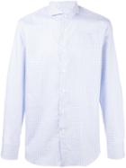 Canali Checked Shirt, Men's, Size: 42, Blue, Cotton