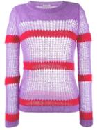 Miu Miu Open Stitch Striped Jumper - Purple