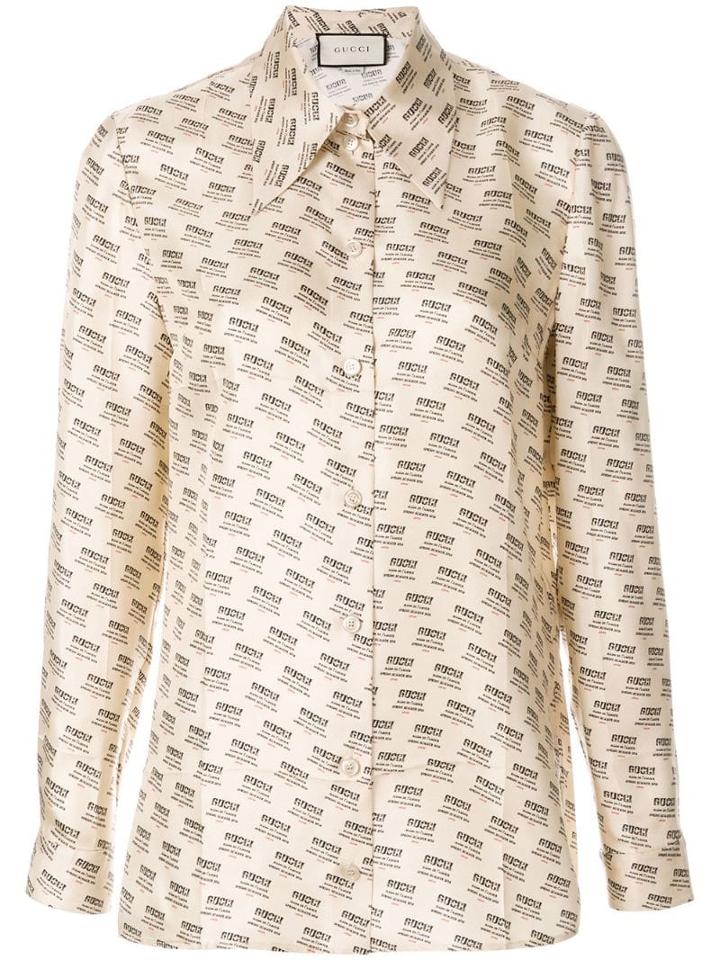 Gucci Invite Stamp Long-sleeve Blouse - Neutrals