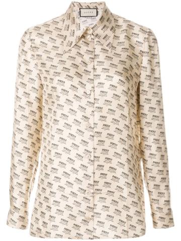 Gucci Invite Stamp Long-sleeve Blouse - Neutrals