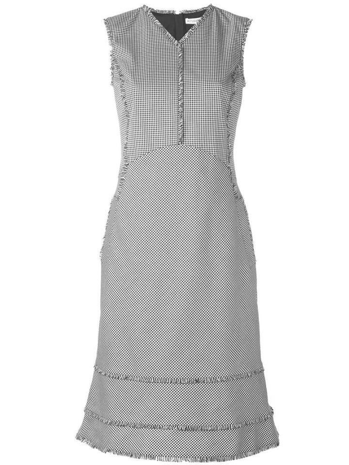 Altuzarra Frayed Edge Checked Dress, Women's, Size: 38, Black, Cotton/spandex/elastane/polyester