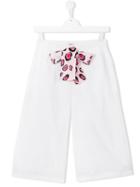Msgm Kids Leopard Print Tie Fastening Trousers, Girl's, Size: 14 Yrs, White