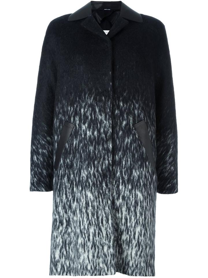 Maison Margiela Degradé Effect Coat, Women's, Size: 38, Black, Cotton/leather/polyamide/virgin Wool