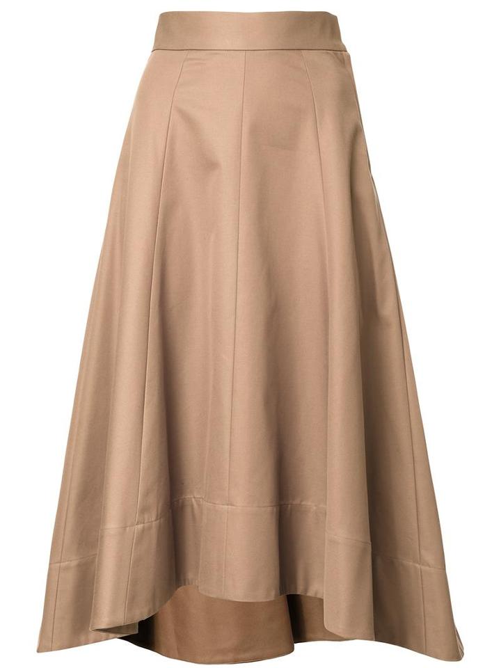 Le Ciel Bleu 'train' Long Skirt, Women's, Size: 36, Brown, Cotton/polyester