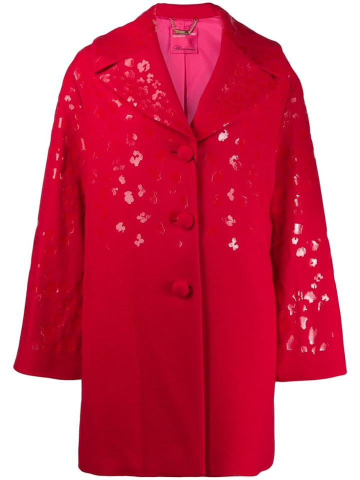 Blumarine Leopard Print Coat - Red