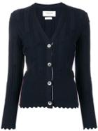 Thom Browne Flower V Neck Navy Cardigan - Blue