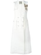 Ermanno Scervino - Sleeveless Double-breasted Coat - Women - Silk/linen/flax/acetate - 44, Women's, Nude/neutrals, Silk/linen/flax/acetate