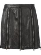 Moschino Vintage Leather Zip Skirt, Women's, Size: 44, Black