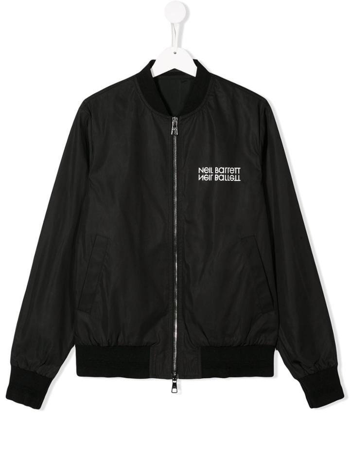 Neil Barrett Kids Logo Bomber Jacket - Black