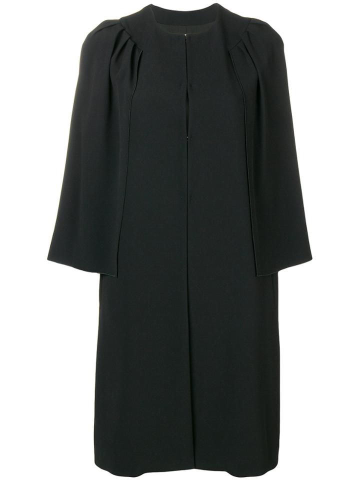 Genny Cropped Sleeve Single-breasted Coat - Black
