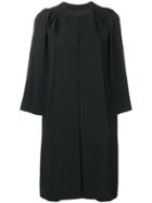 Genny Cropped Sleeve Single-breasted Coat - Black