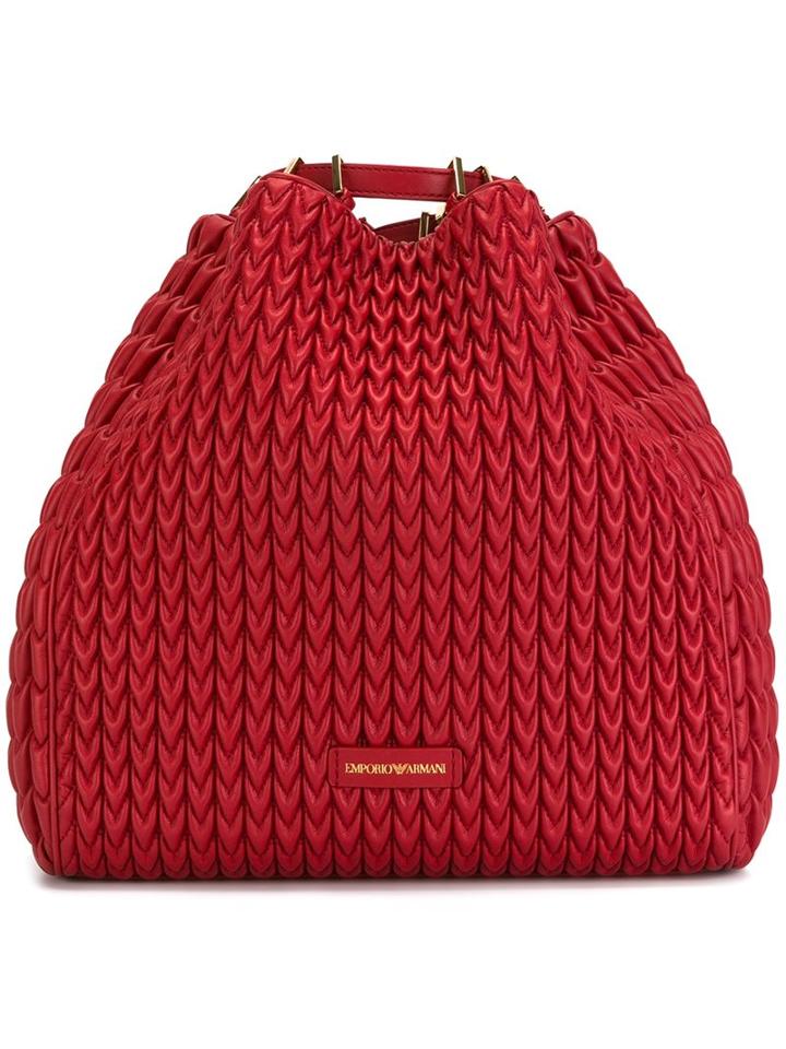 Emporio Armani Textured Large Tote, Women's, Red
