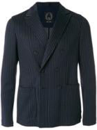 T Jacket Double Breasted Striped Blazer - Blue