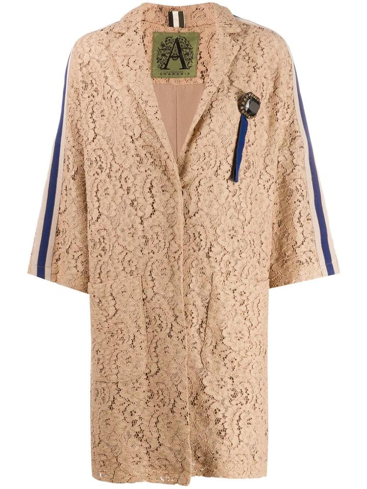 Alessandra Chamonix Floral Lace Coat - Neutrals