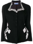Thierry Mugler Vintage Mirrored Appliqués Fitted Jacket - Black