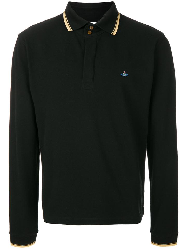 Vivienne Westwood Logo Longsleeved Polo Shirt - Black