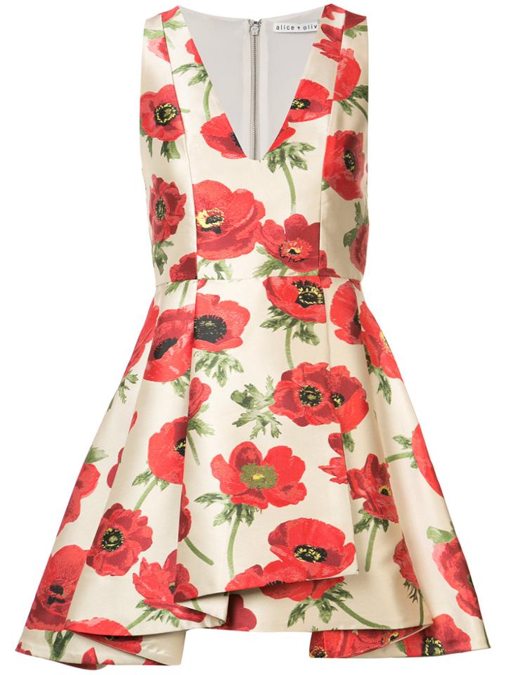 Alice+olivia Falling Poppy Dress - Nude & Neutrals
