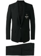 Dolce & Gabbana Crowned Bee Suit, Men's, Size: 50, Black, Virgin Wool/viscose/acetate/cupro