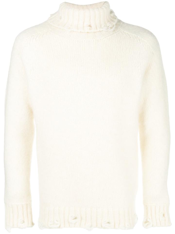 Maison Flaneur Distressed Longsleeved Sweater - Nude & Neutrals